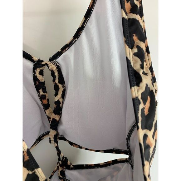 Women’s size 0XL Shein leopard animal print one piece swimsuit VCay 6214 New - Picture 4 of 5